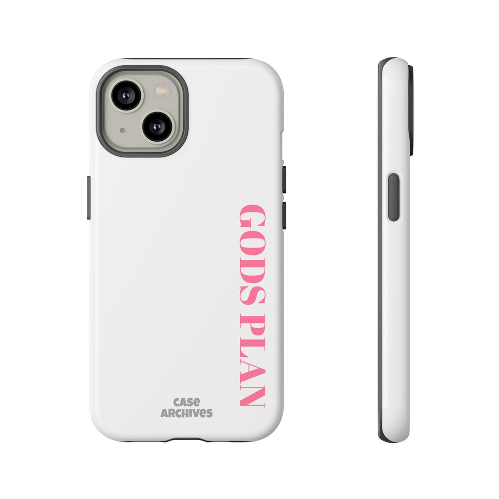 Phone Case — GODS PLAN Vertical Pink Text Religious iPhone Cover