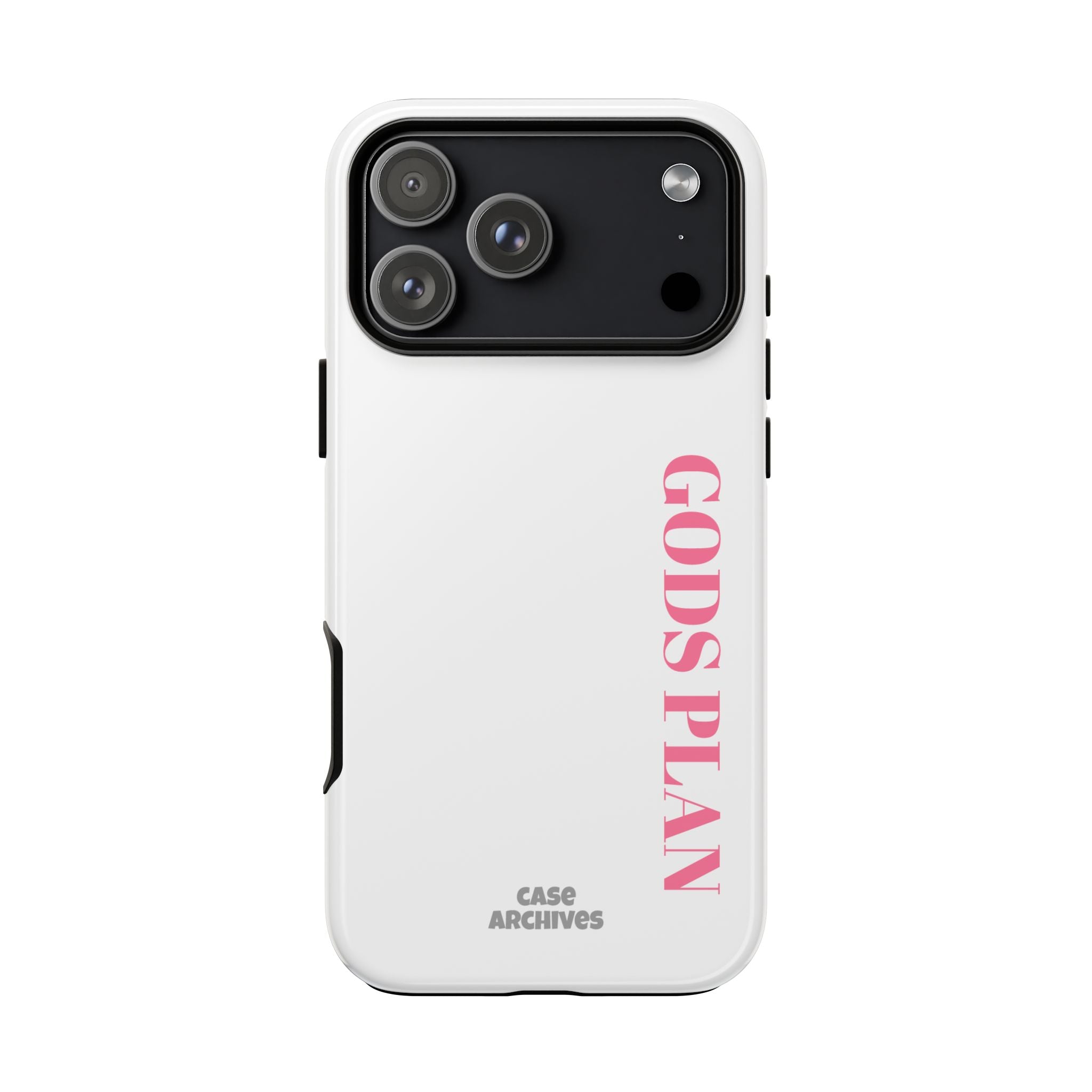 Phone Case — GODS PLAN Vertical Pink Text Religious iPhone Cover