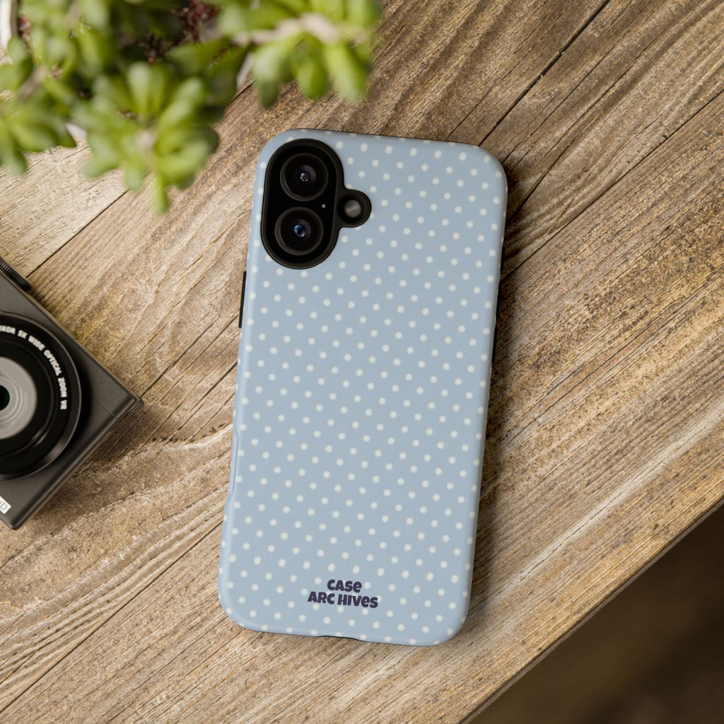 Pastel Blue Polka Dot Tough Phone Case — Protective iPhone Cover