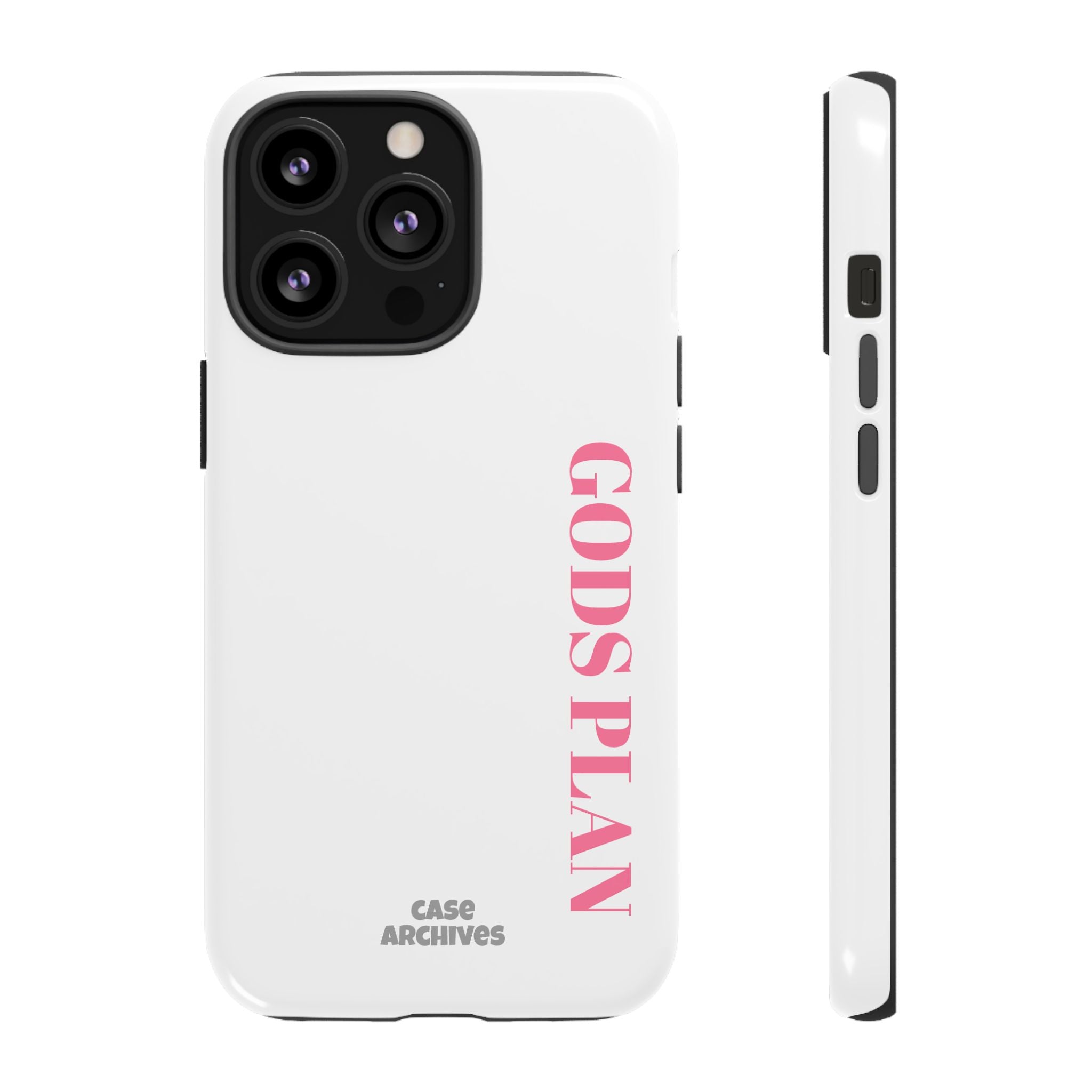 Phone Case — GODS PLAN Vertical Pink Text Religious iPhone Cover
