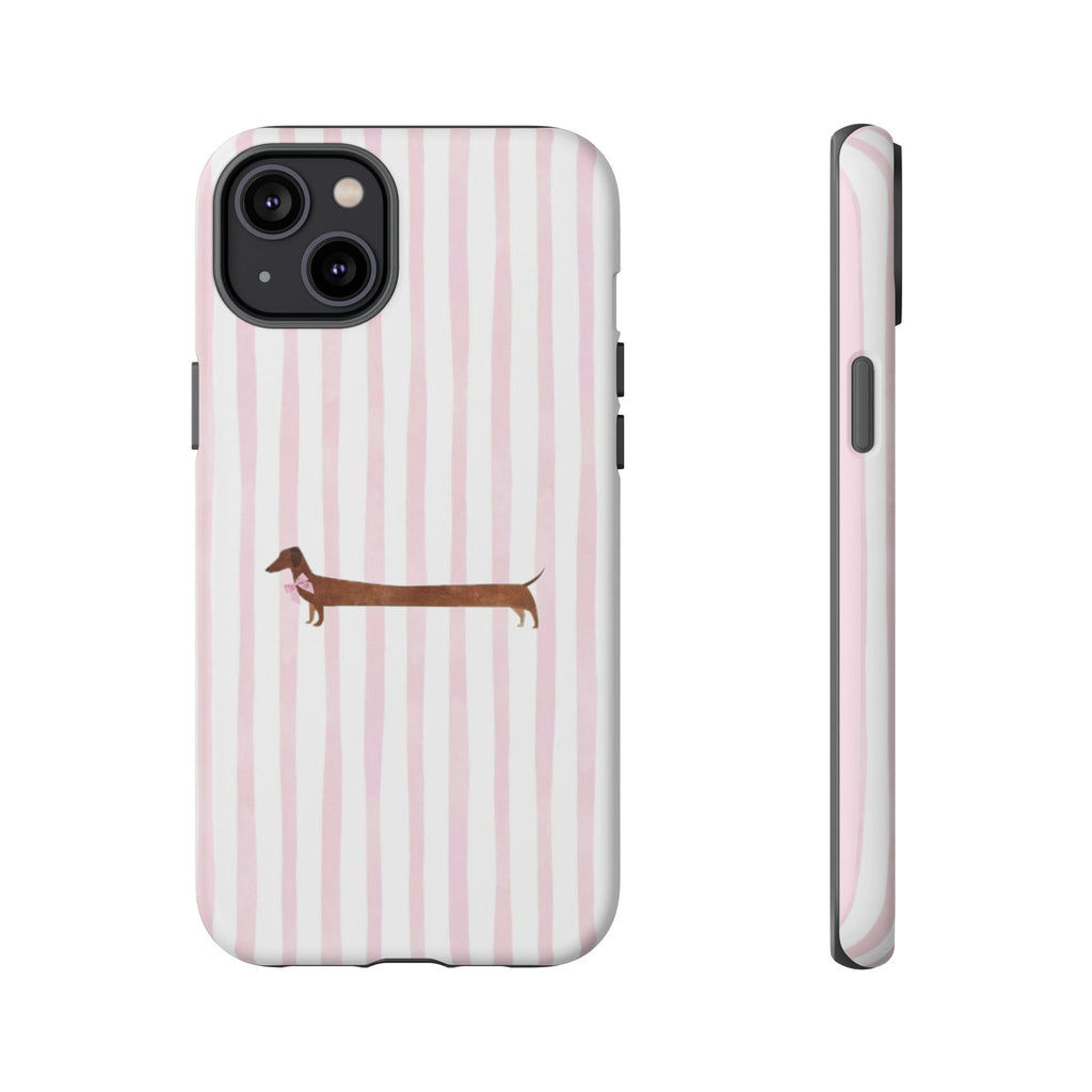 Dachshund Stripe Phone Case — Cute Pink Wiener Dog Protective Case