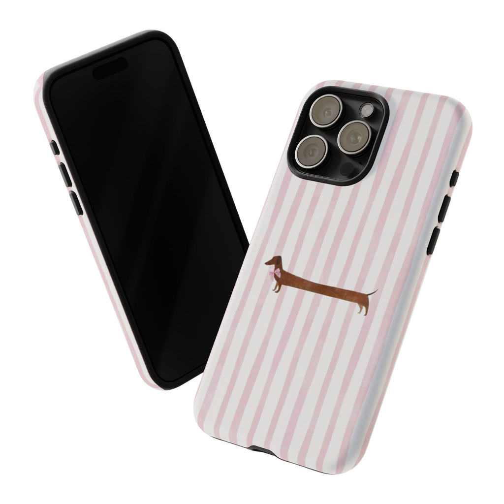 Dachshund Stripe Phone Case — Cute Pink Wiener Dog Protective Case