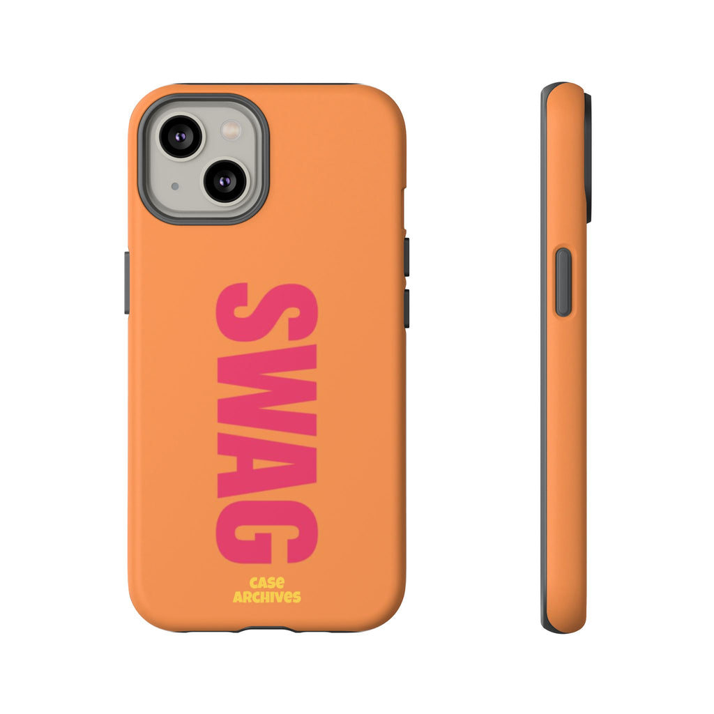 SWAG vertical text Tough Case | orange phone case, bold typography