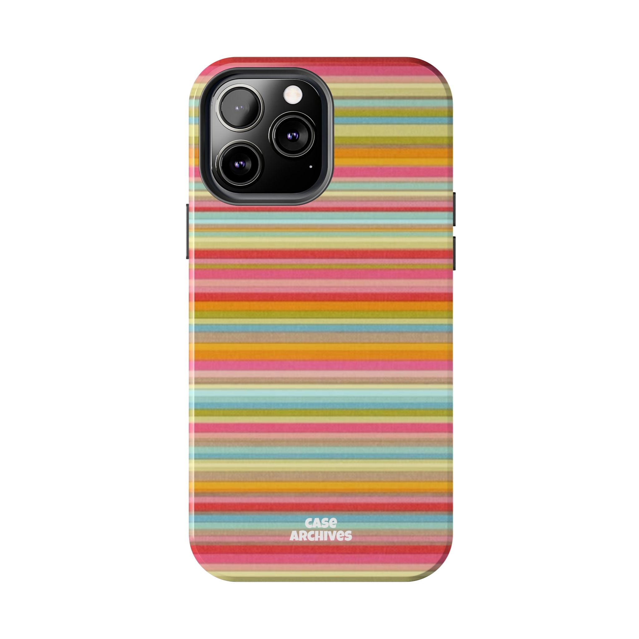 Tough Phone Case — Colorful Retro Striped Protective Cover