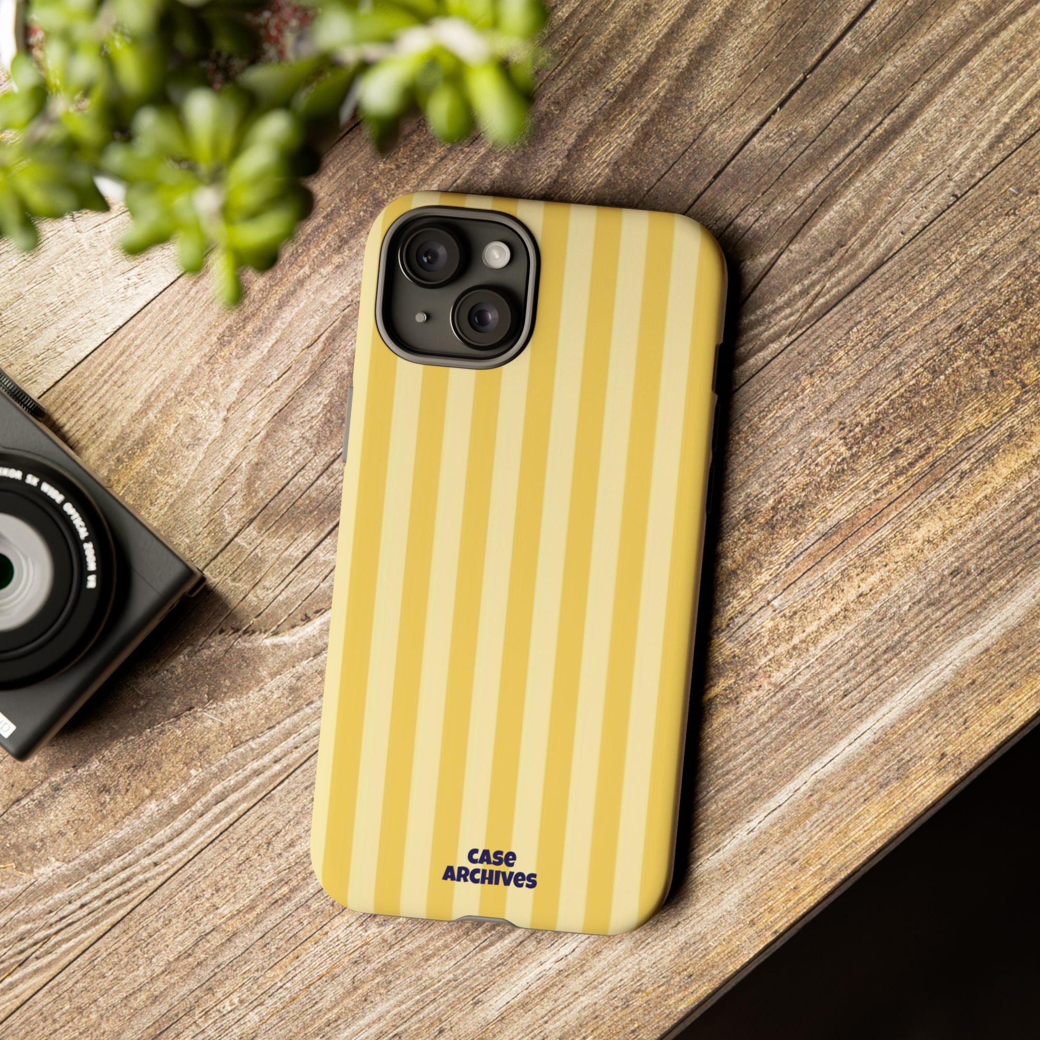 Yellow Striped Tough Phone Case – Durable Protective Cover (Case Archives)