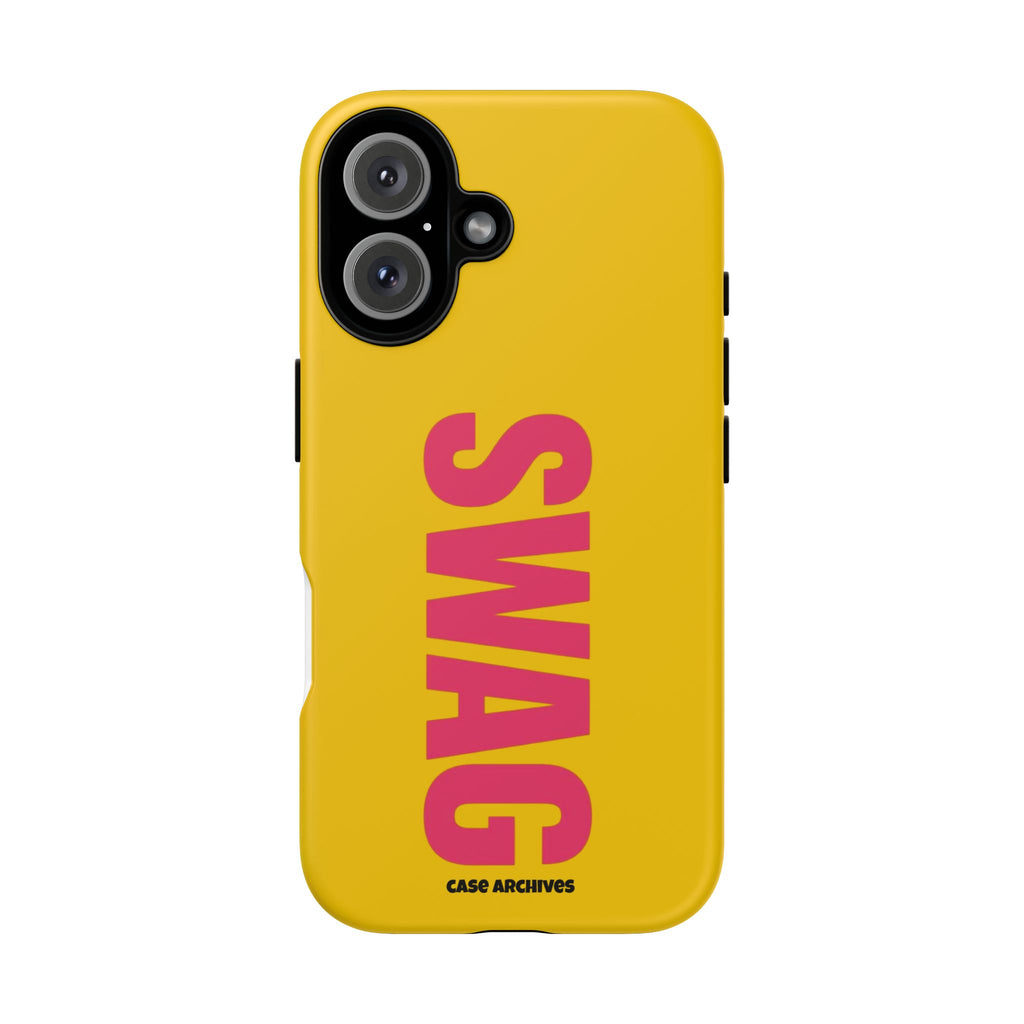 SWAG bold vertical text Phone Case | yellow pink typography