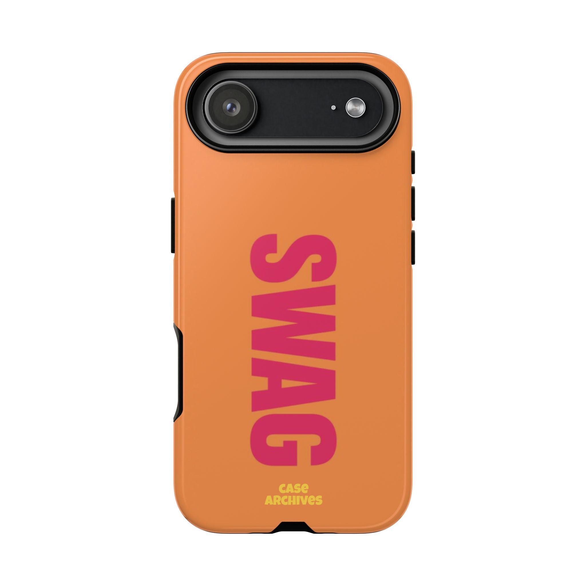 SWAG vertical text Tough Case | orange phone case, bold typography
