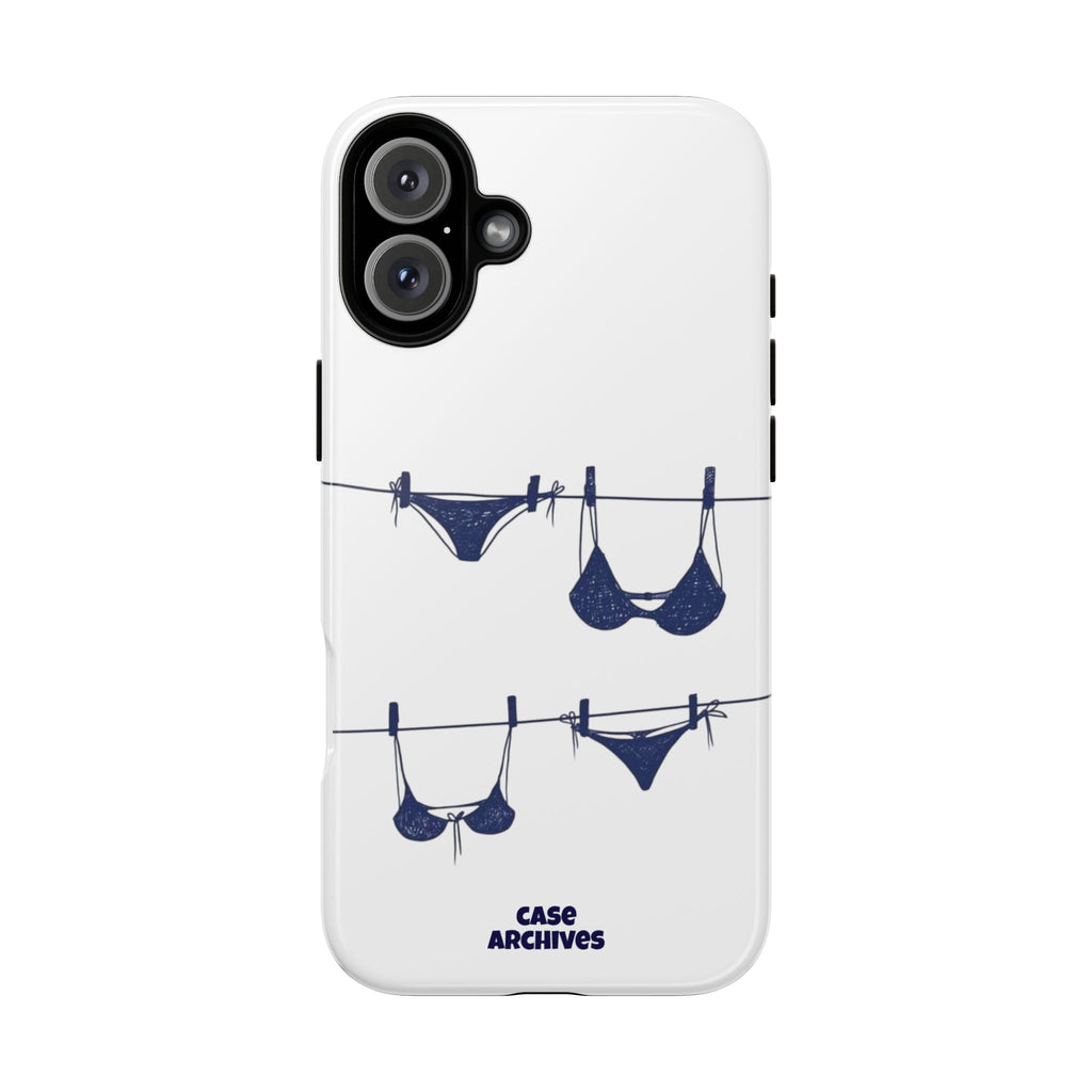 Phone Case — Blue swimsuit Clothesline Illustration Protective Cover