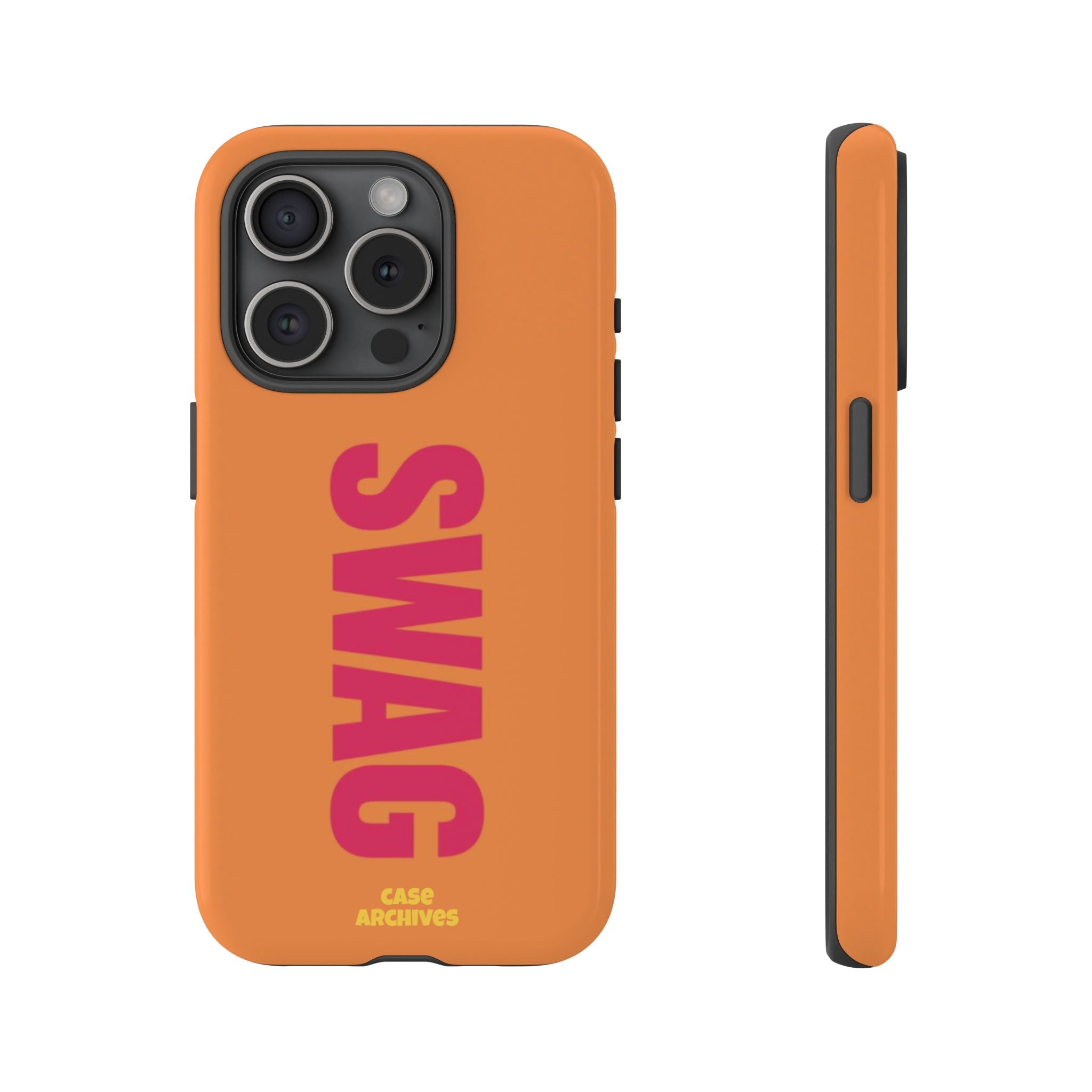 SWAG vertical text Tough Case | orange phone case, bold typography