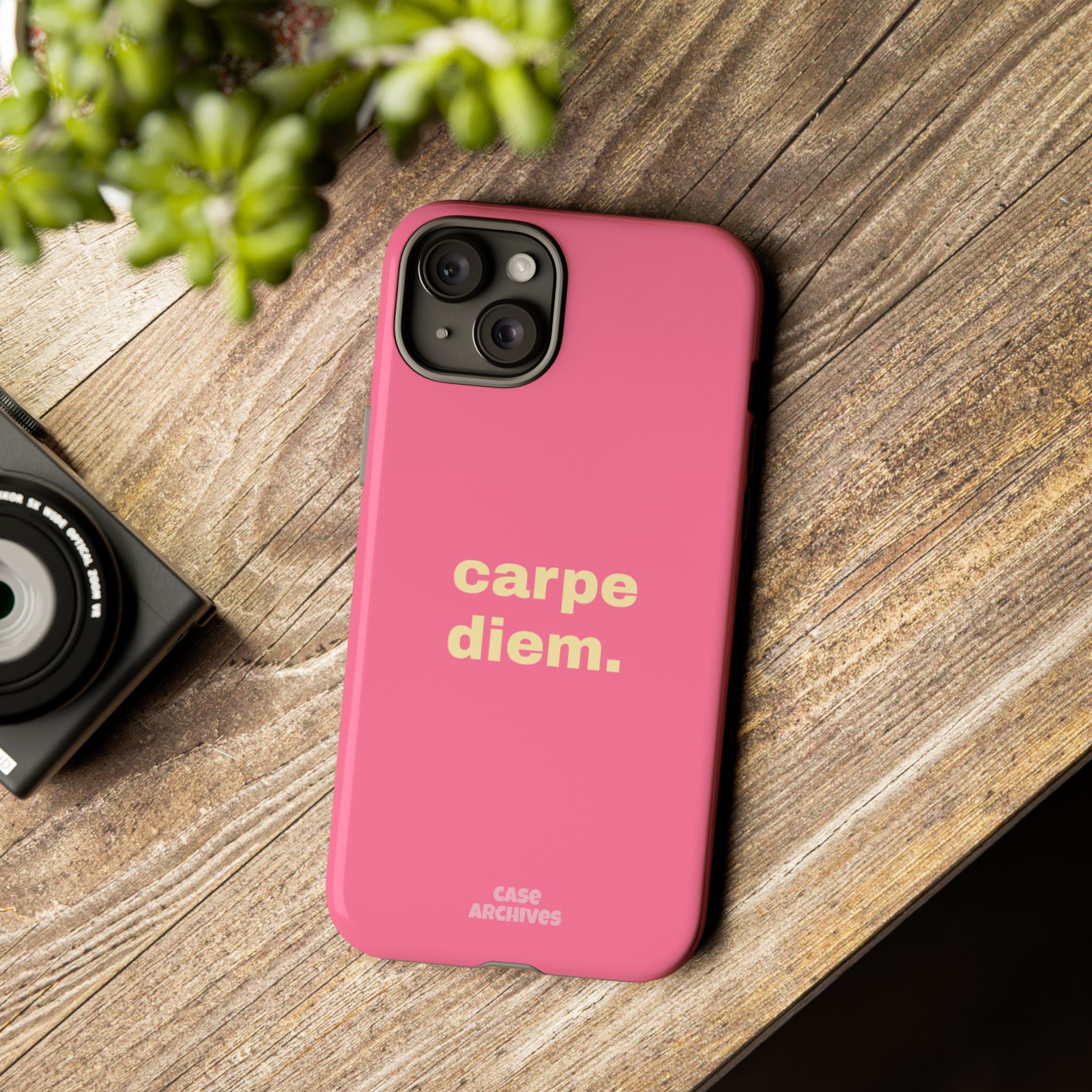 Pink "carpe diem." Tough Phone Case — Motivational Slim Protective Case