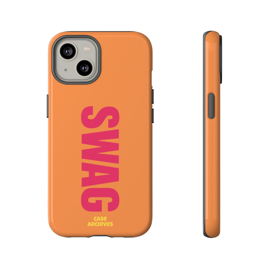 SWAG vertical text Tough Case | orange phone case, bold typography