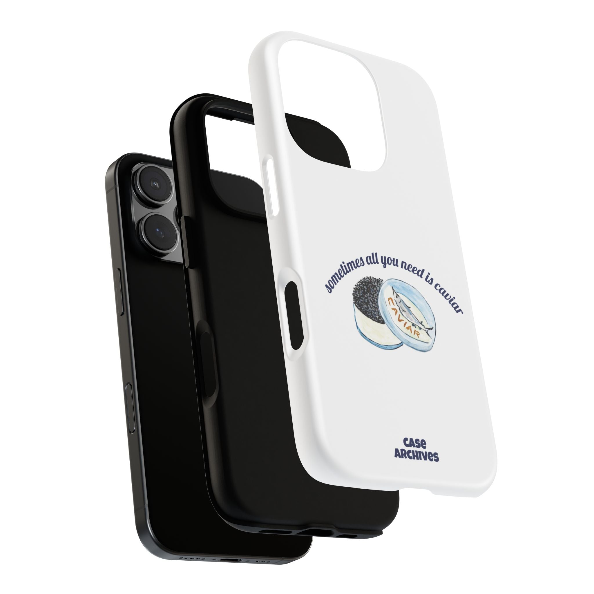 Caviar Illustration Phone Case — "sometimes all you need is caviar" Protective Hard Case