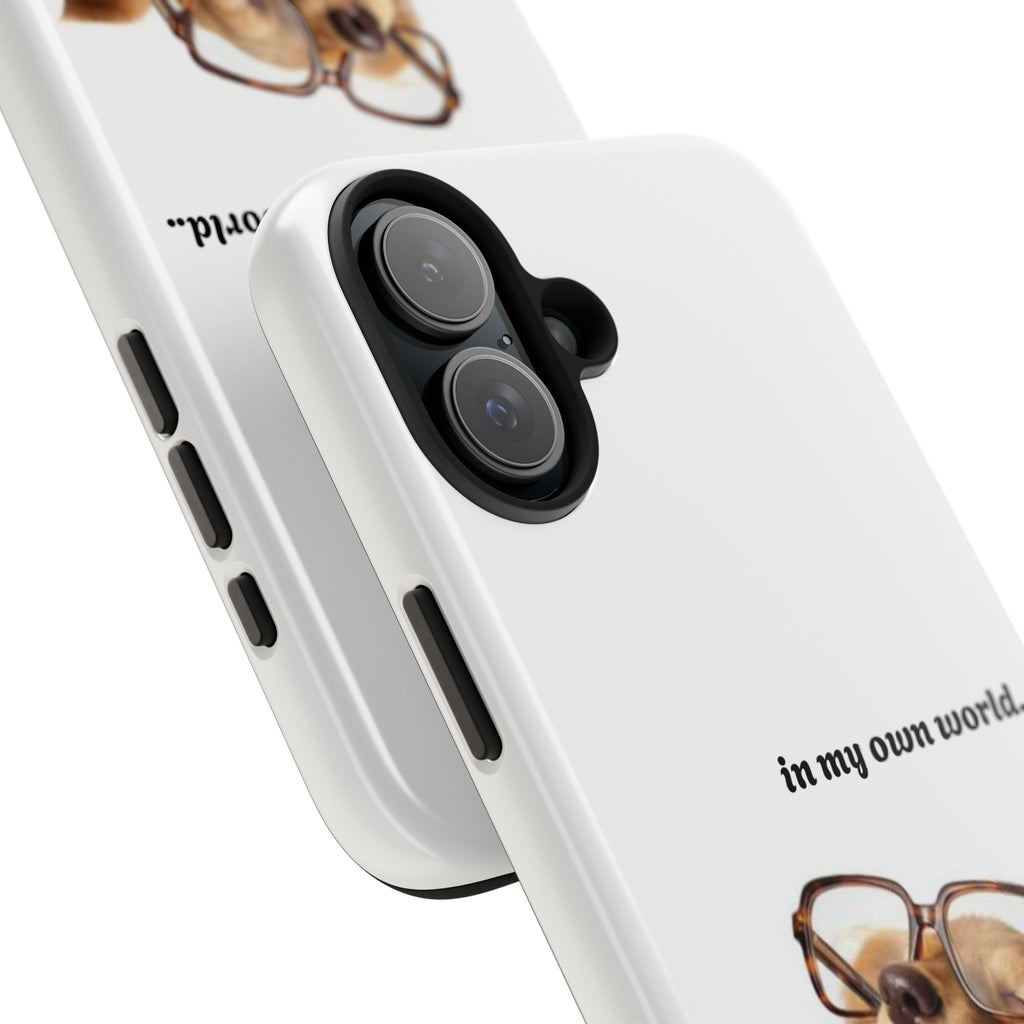 "In My Own World" Cute Dog Design, Durable Protective iPhone Case