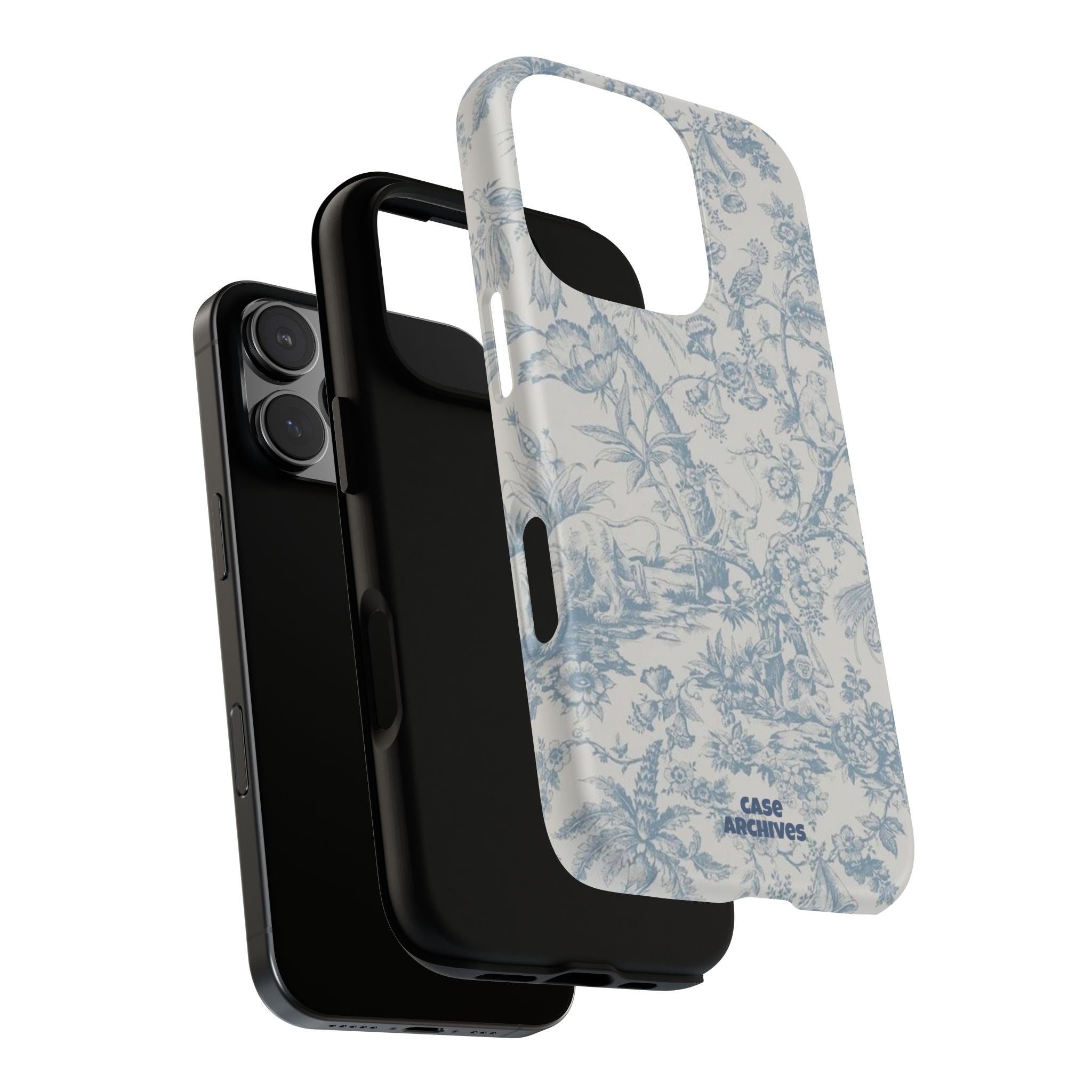 Toile Floral Tough Phone Case — Blue Vintage Botanical iPhone Protection