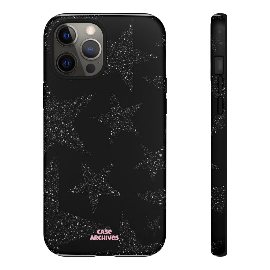 Glitter Star Tough Case — Black Sparkle Phone Protection