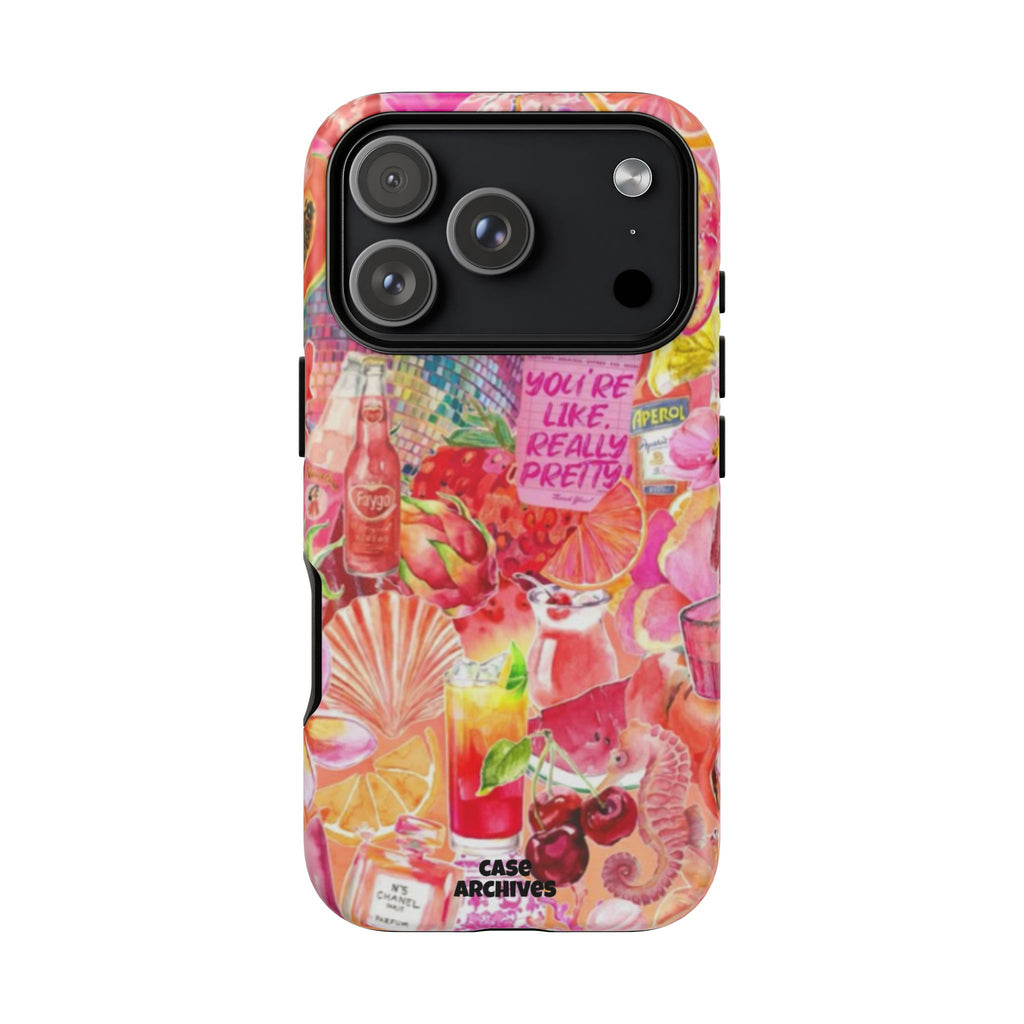 Phone Case — Pink Tropical Collage "You're Like, Really Pretty"