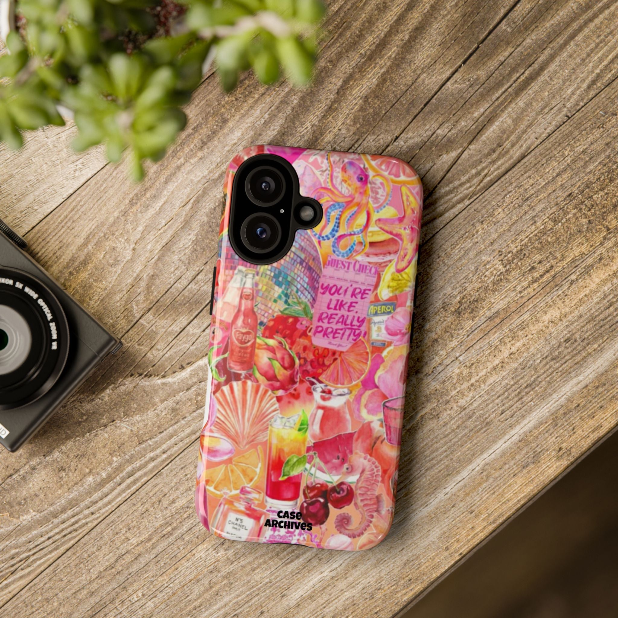 Phone Case — Pink Tropical Collage "You're Like, Really Pretty"
