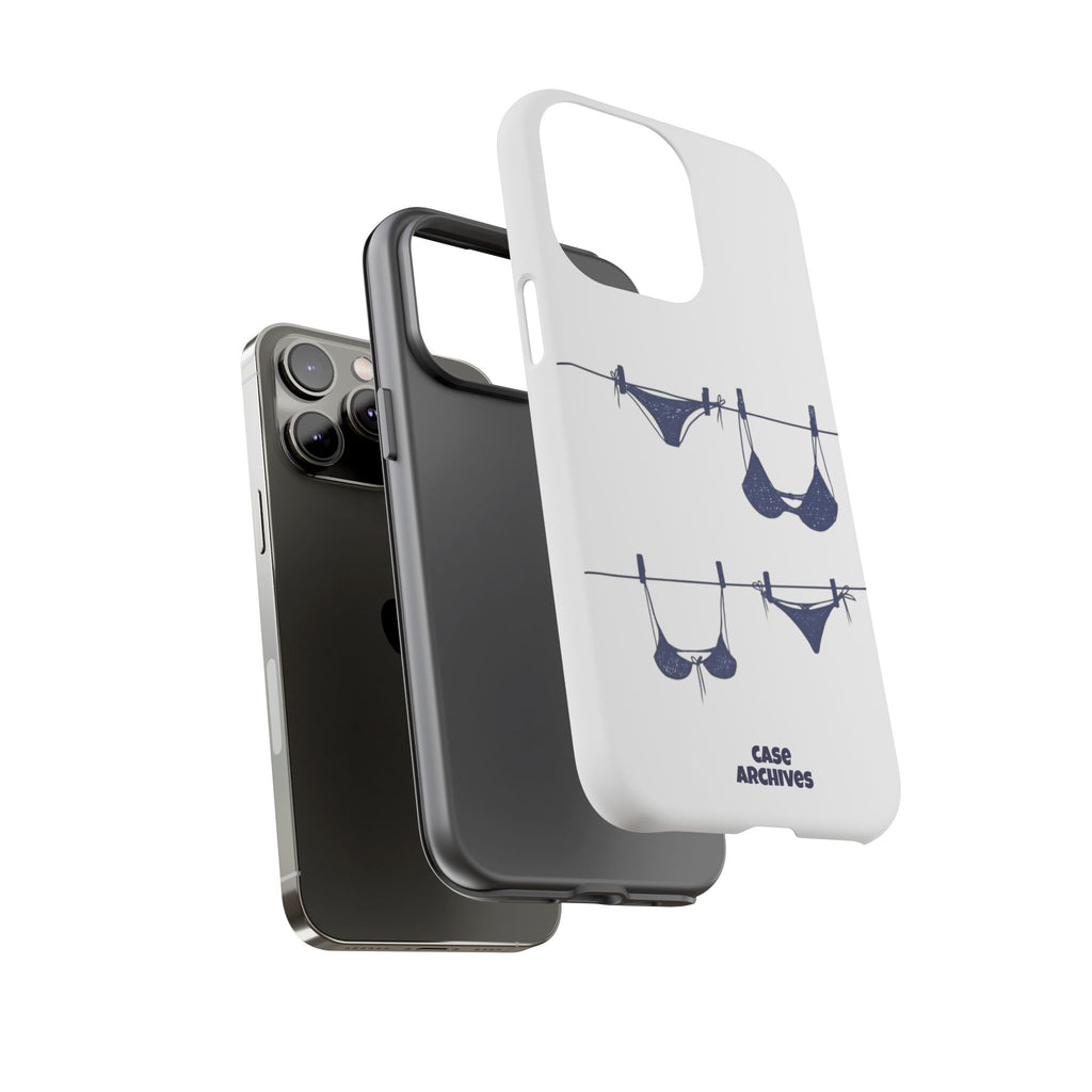 Phone Case — Blue swimsuit Clothesline Illustration Protective Cover