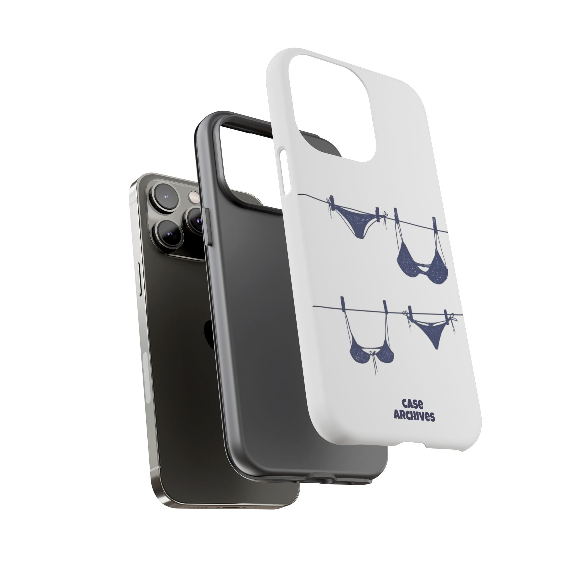 Phone Case — Blue swimsuit Clothesline Illustration Protective Cover