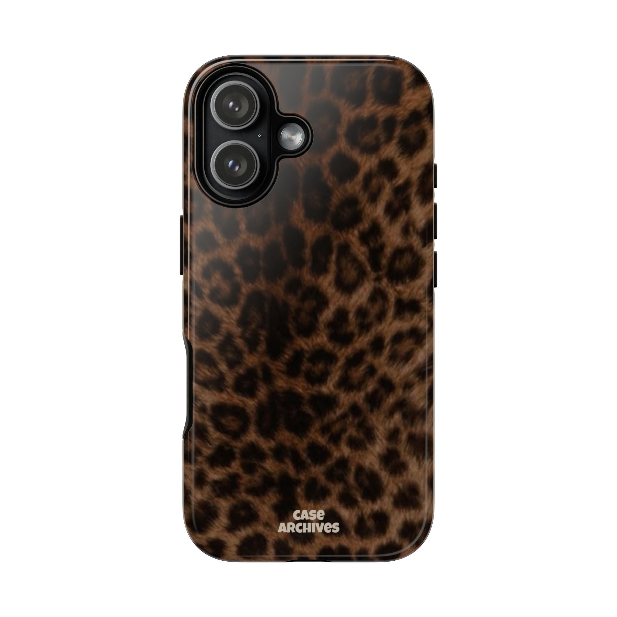Leopard Print Phone Case — Protective Tough Case with Brown Animal Print