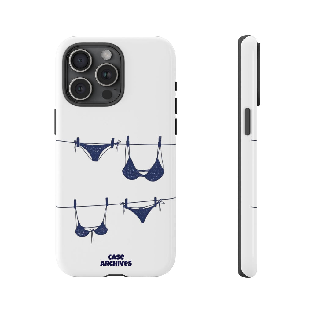Phone Case — Blue swimsuit Clothesline Illustration Protective Cover
