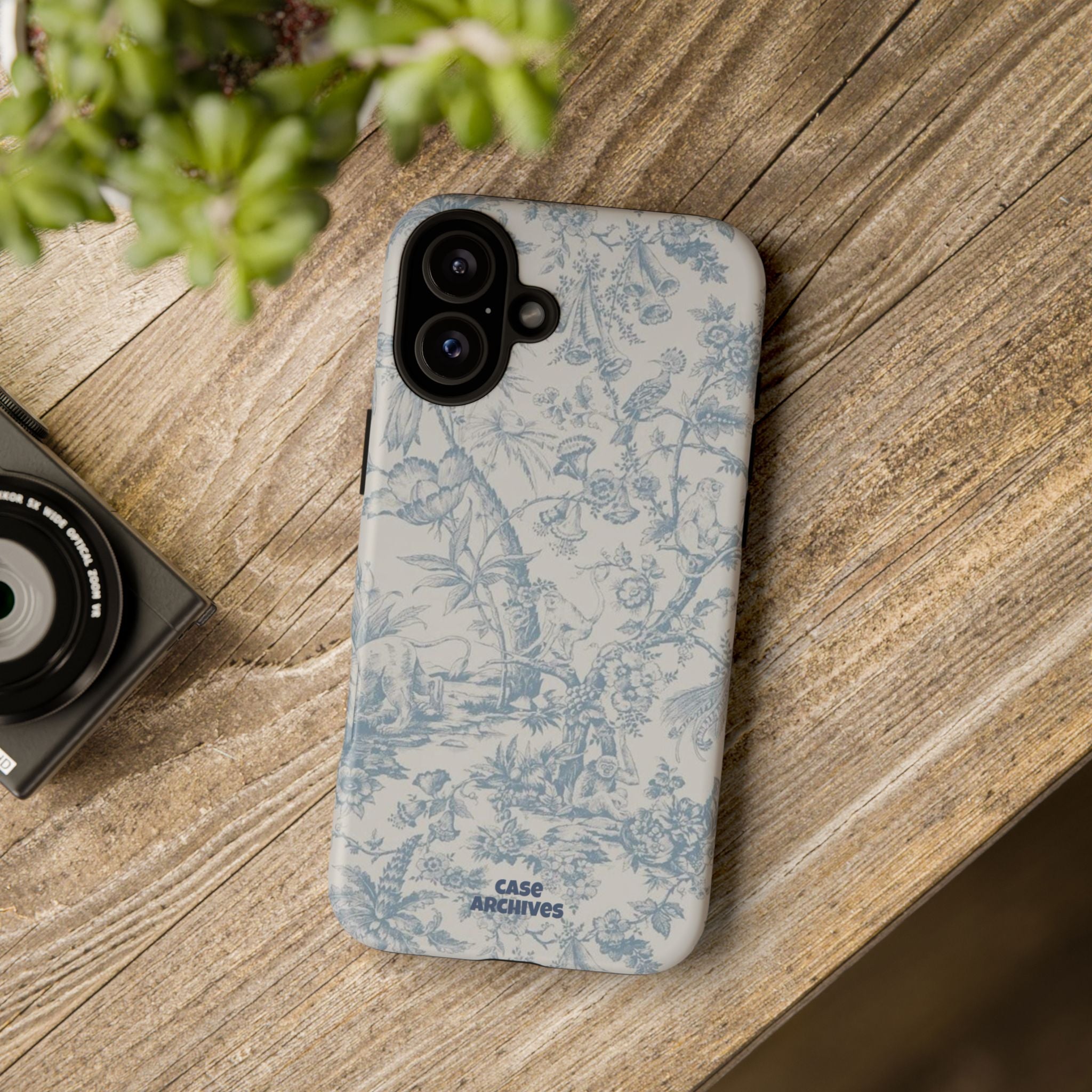 Toile Floral Tough Phone Case — Blue Vintage Botanical iPhone Protection
