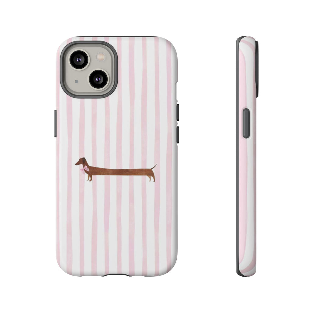 Dachshund Stripe Phone Case — Cute Pink Wiener Dog Protective Case