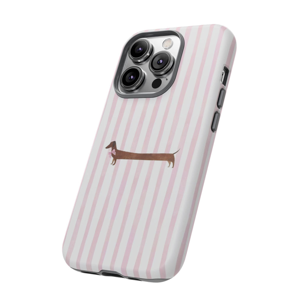 Dachshund Stripe Phone Case — Cute Pink Wiener Dog Protective Case