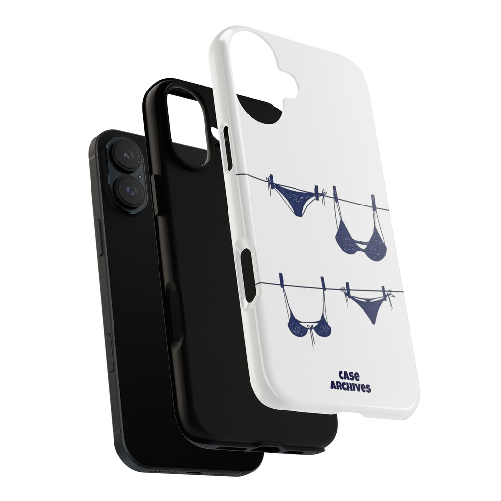 Phone Case — Blue swimsuit Clothesline Illustration Protective Cover