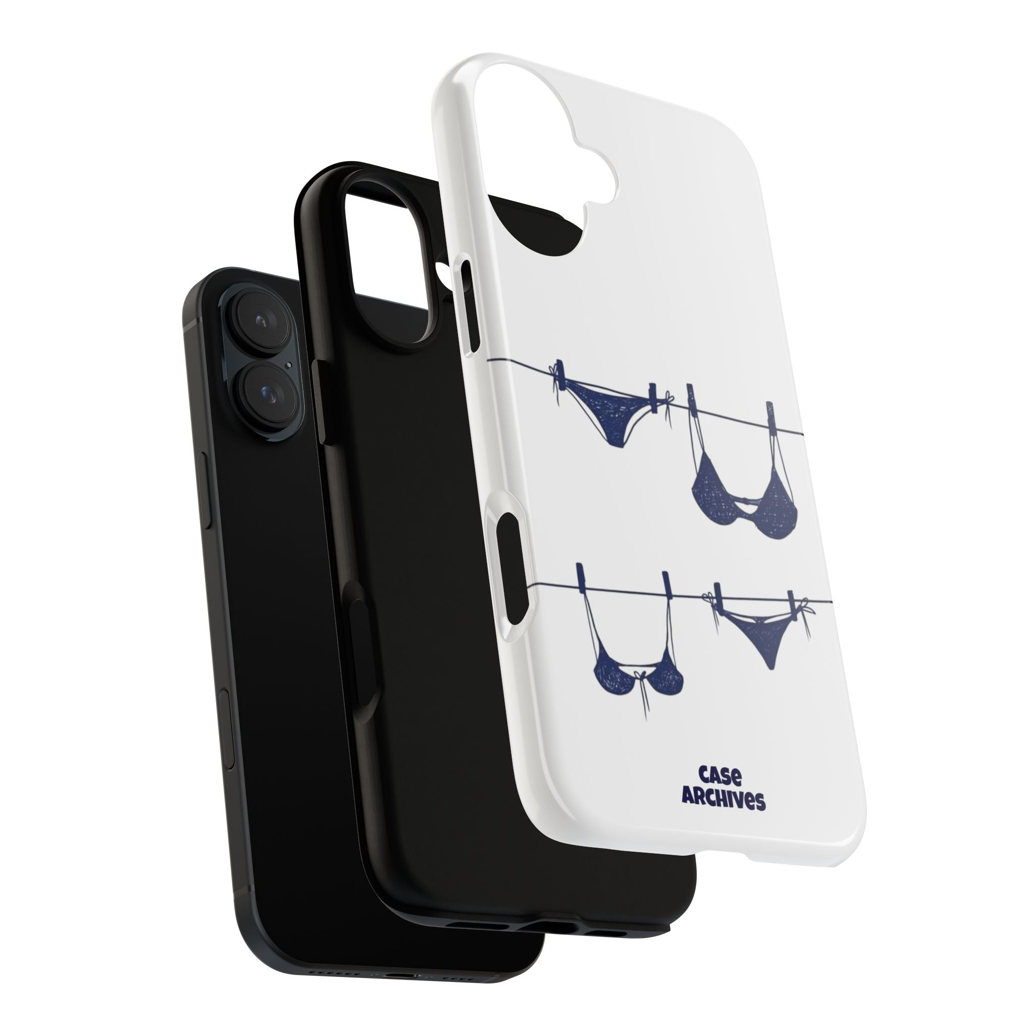 Phone Case — Blue swimsuit Clothesline Illustration Protective Cover