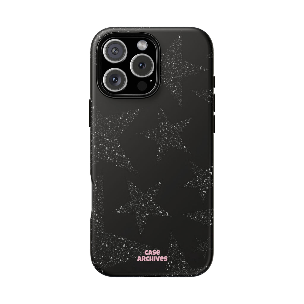 Glitter Star Tough Case — Black Sparkle Phone Protection