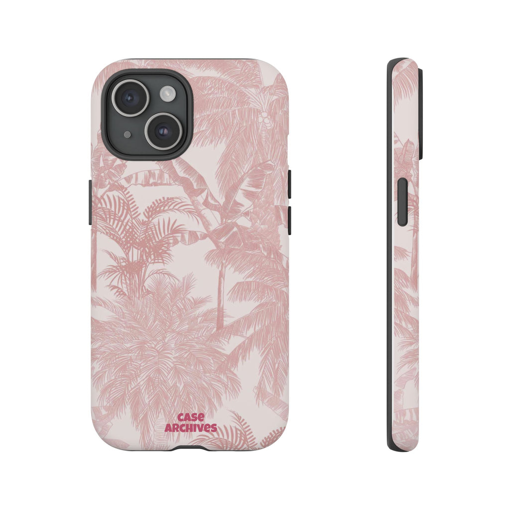 Pink Tropical Palm Tough Phone Case — Protective Floral iPhone Cover