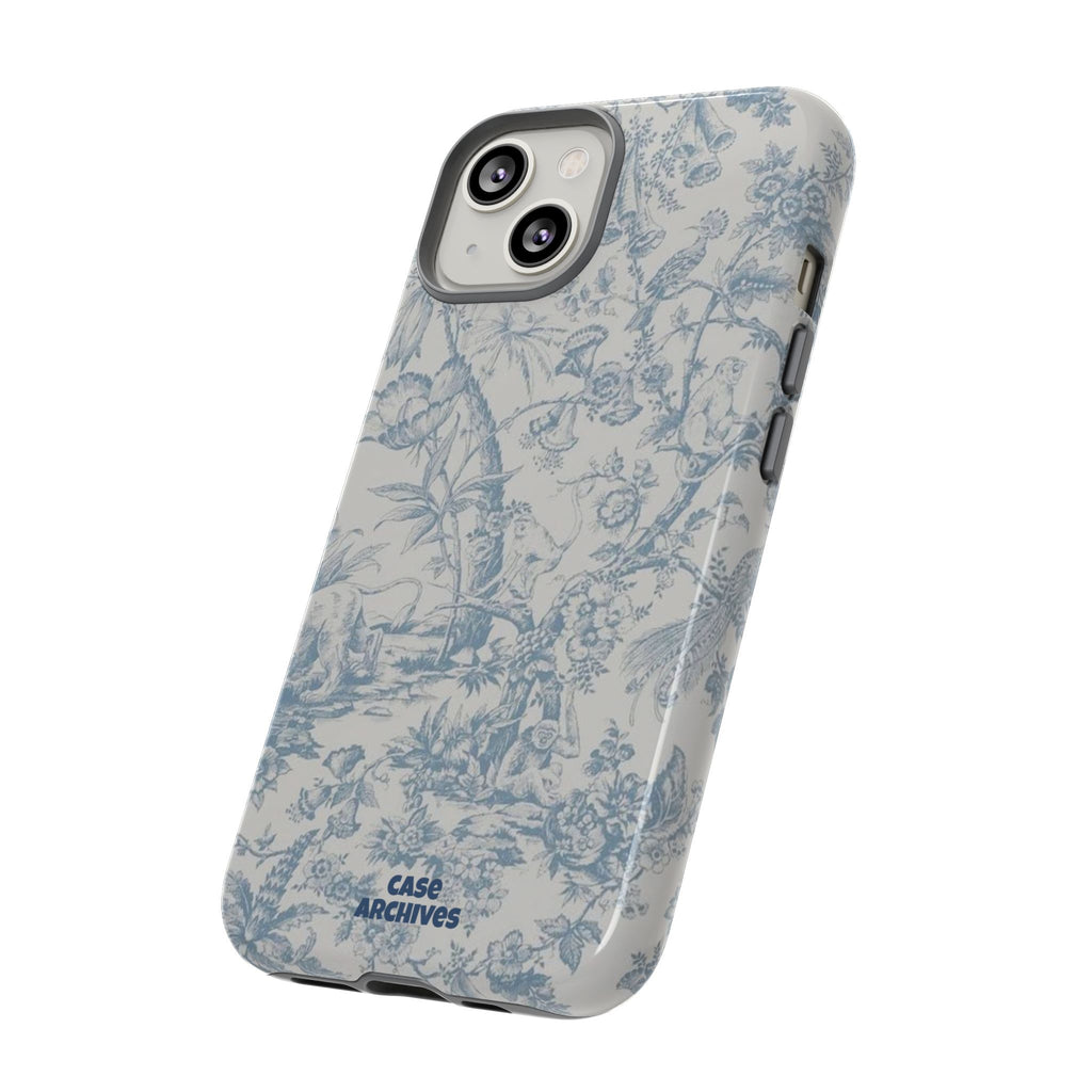 Toile Floral Tough Phone Case — Blue Vintage Botanical iPhone Protection