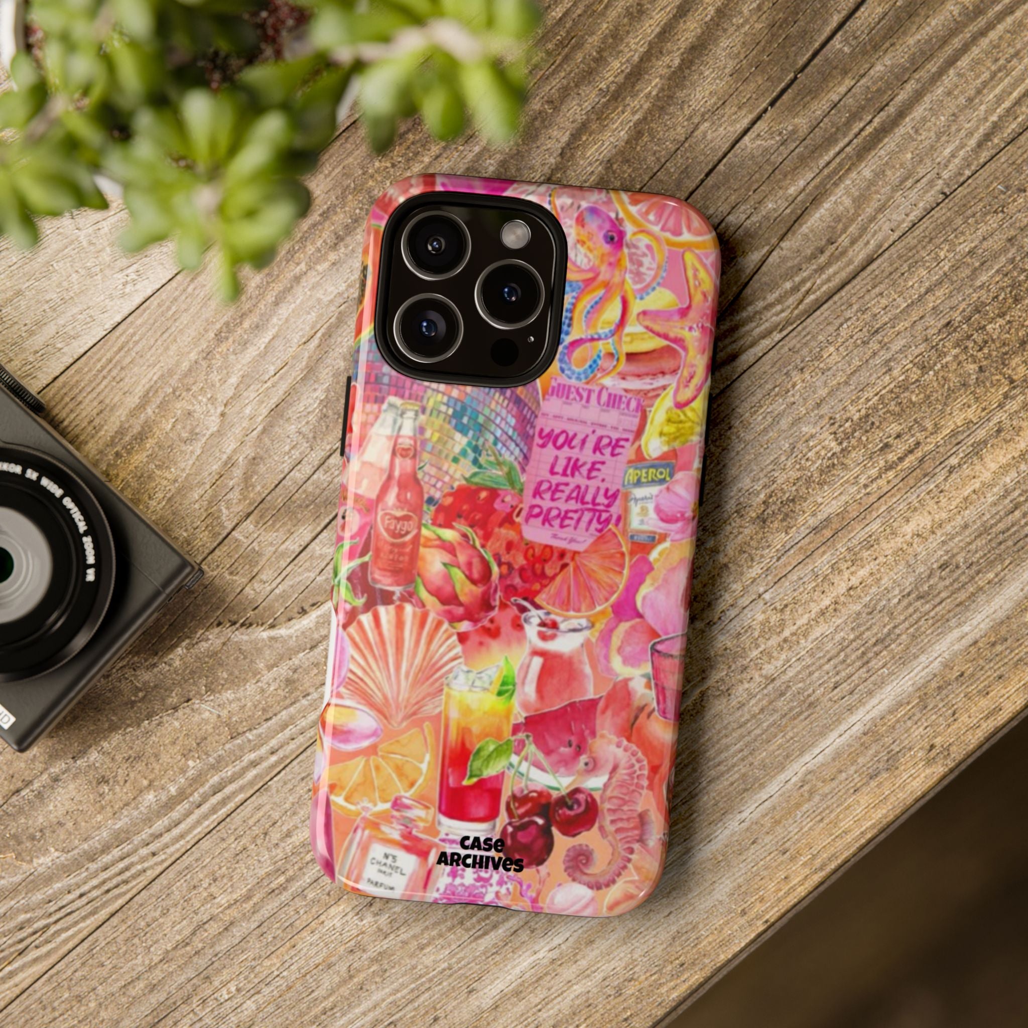 Phone Case — Pink Tropical Collage "You're Like, Really Pretty"