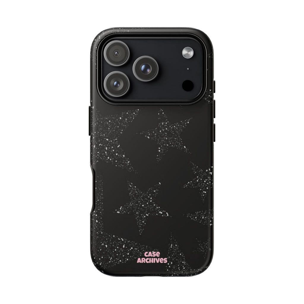 Glitter Star Tough Case — Black Sparkle Phone Protection