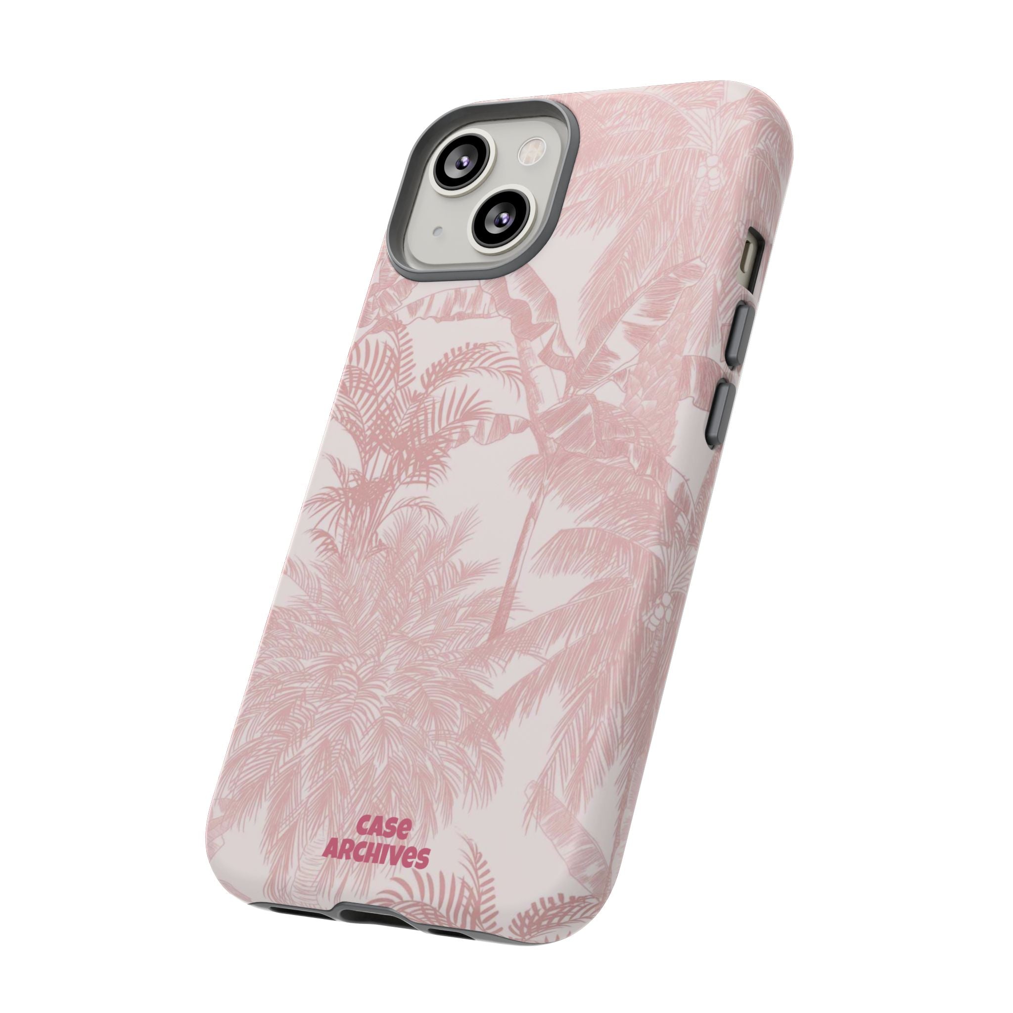 Pink Tropical Palm Tough Phone Case — Protective Floral iPhone Cover