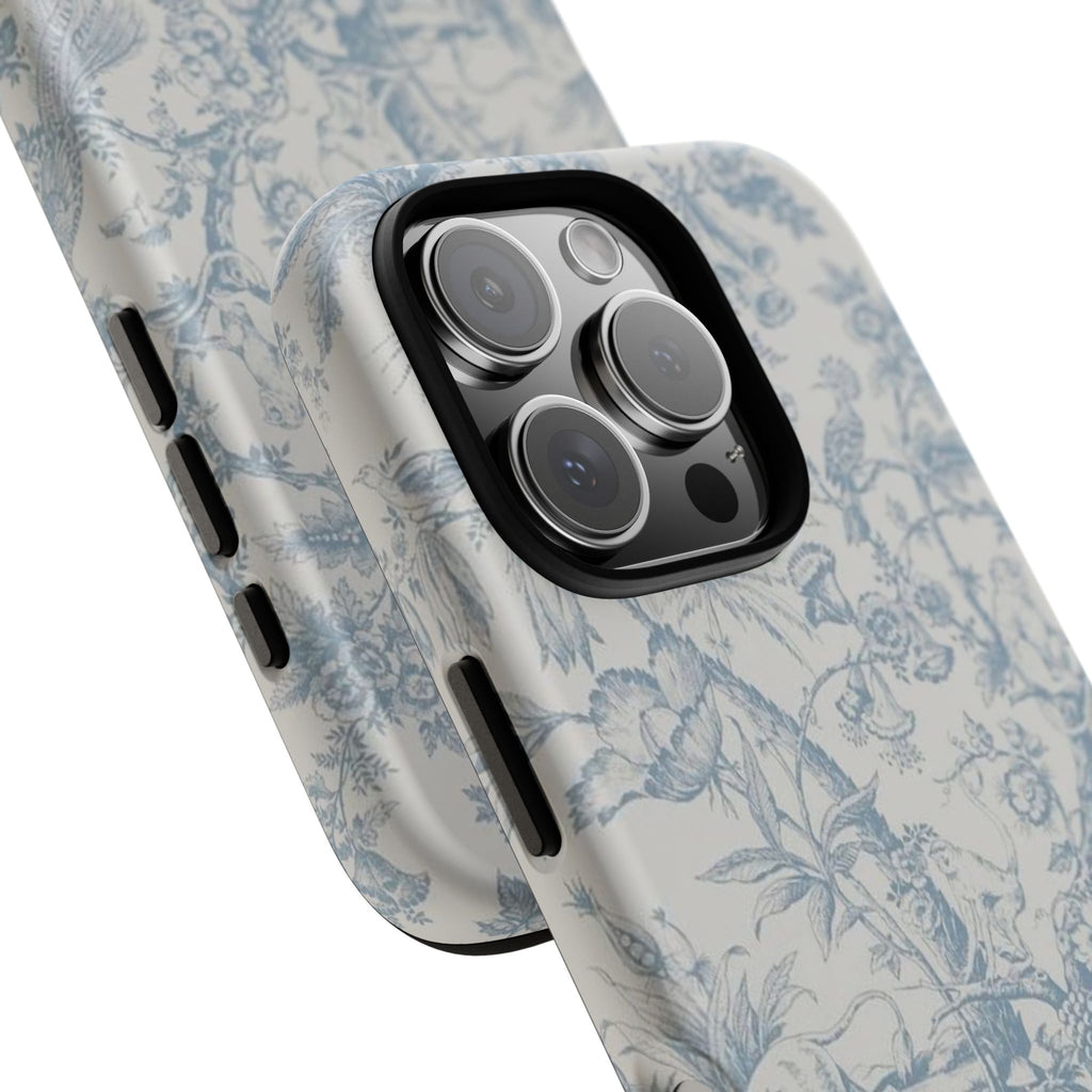 Toile Floral Tough Phone Case — Blue Vintage Botanical iPhone Protection
