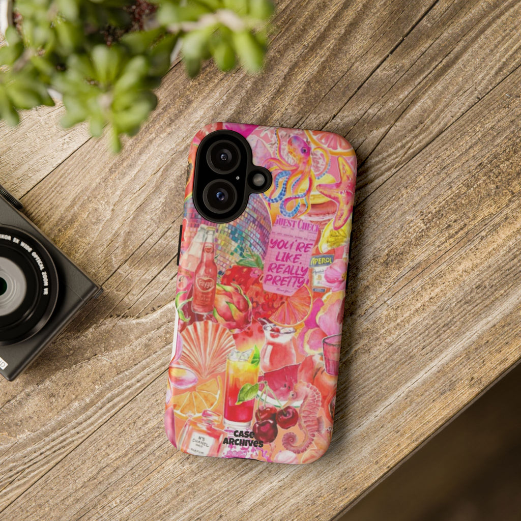 Phone Case — Pink Tropical Collage "You're Like, Really Pretty"