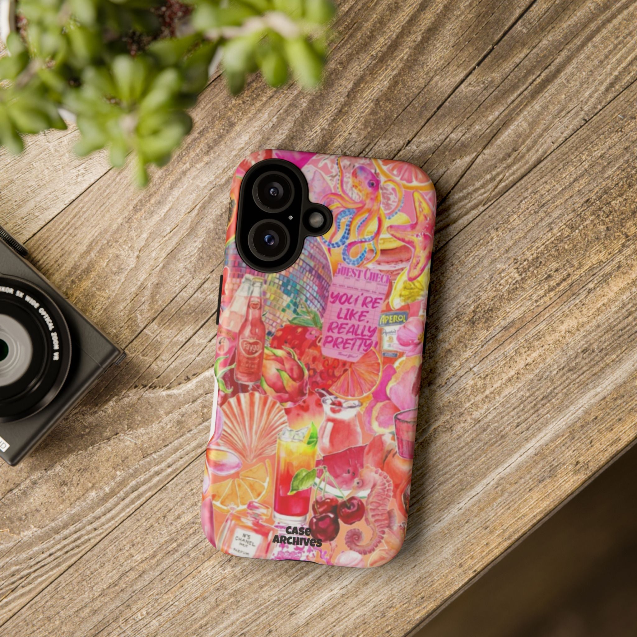 Phone Case — Pink Tropical Collage "You're Like, Really Pretty"