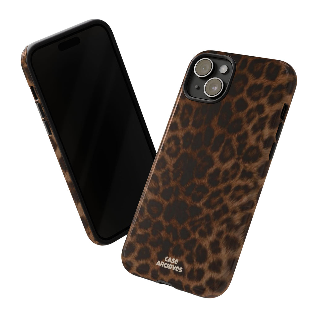 Leopard Print Phone Case — Protective Tough Case with Brown Animal Print