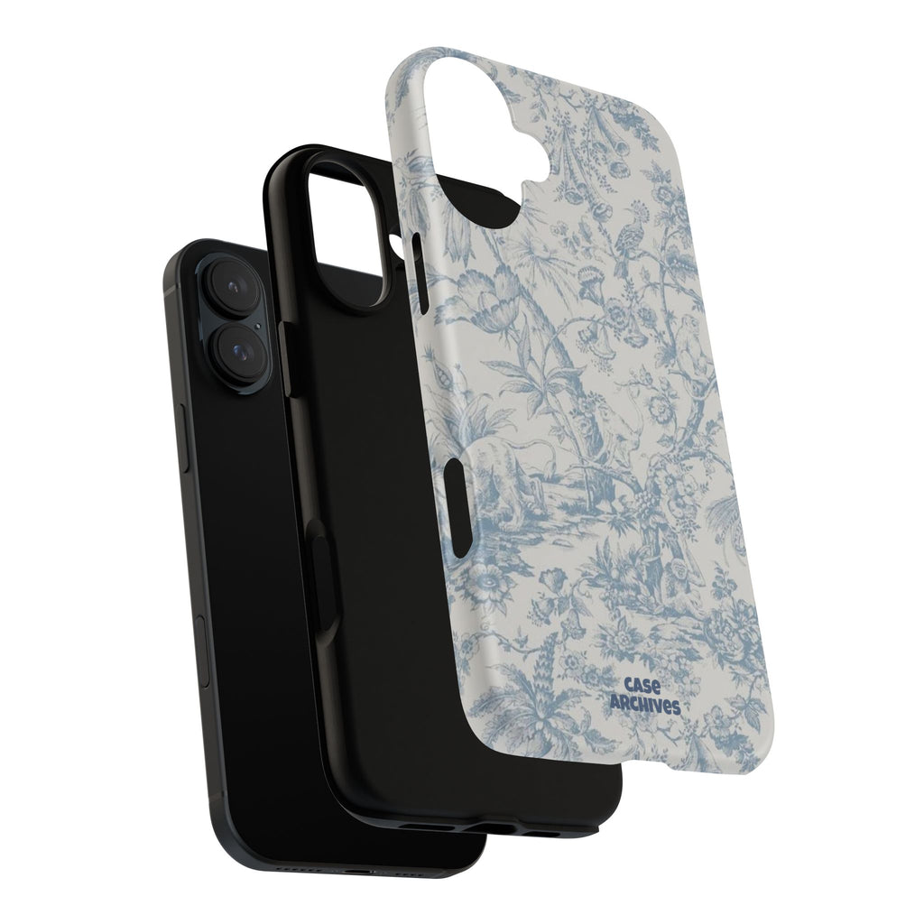 Toile Floral Tough Phone Case — Blue Vintage Botanical iPhone Protection