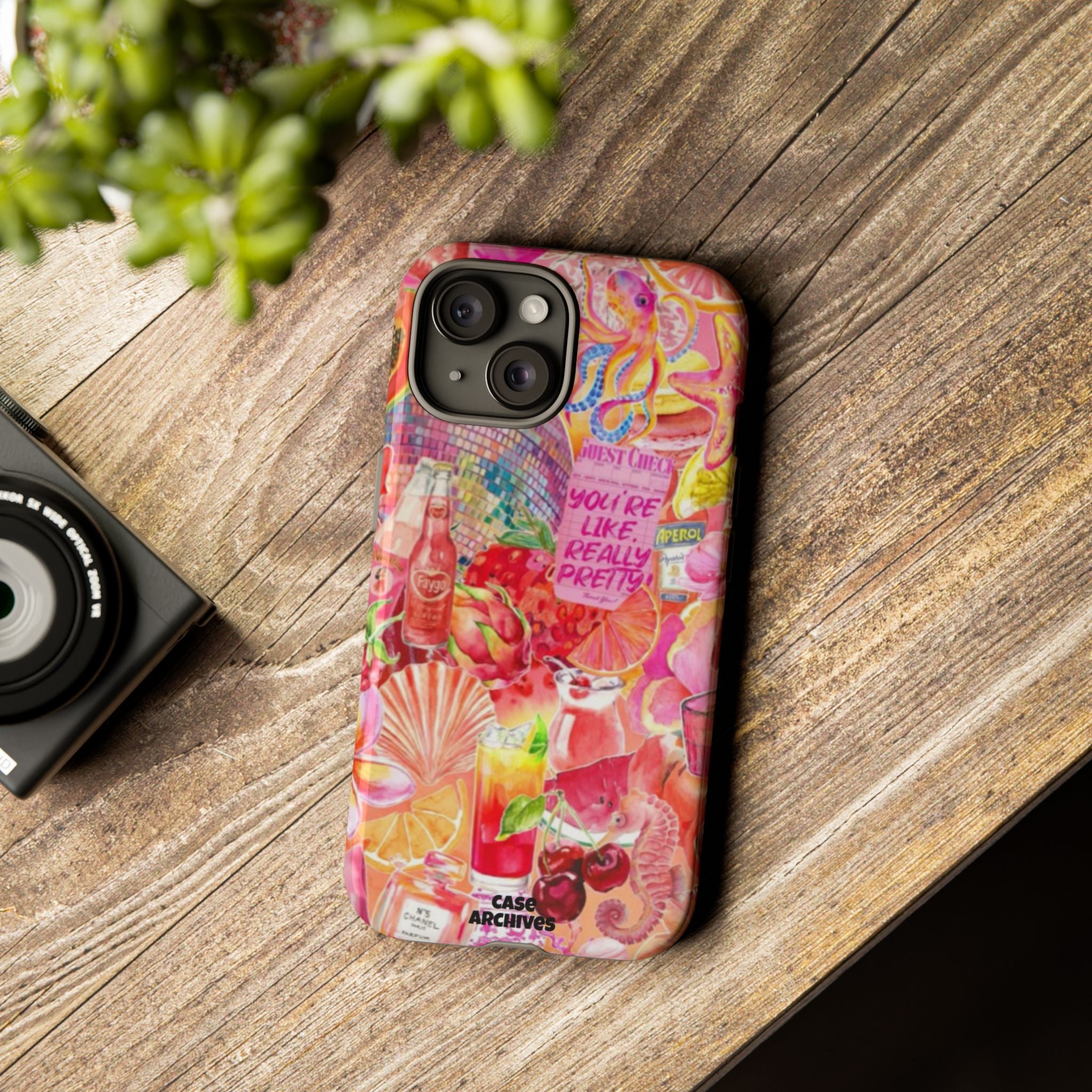 Phone Case — Pink Tropical Collage "You're Like, Really Pretty"