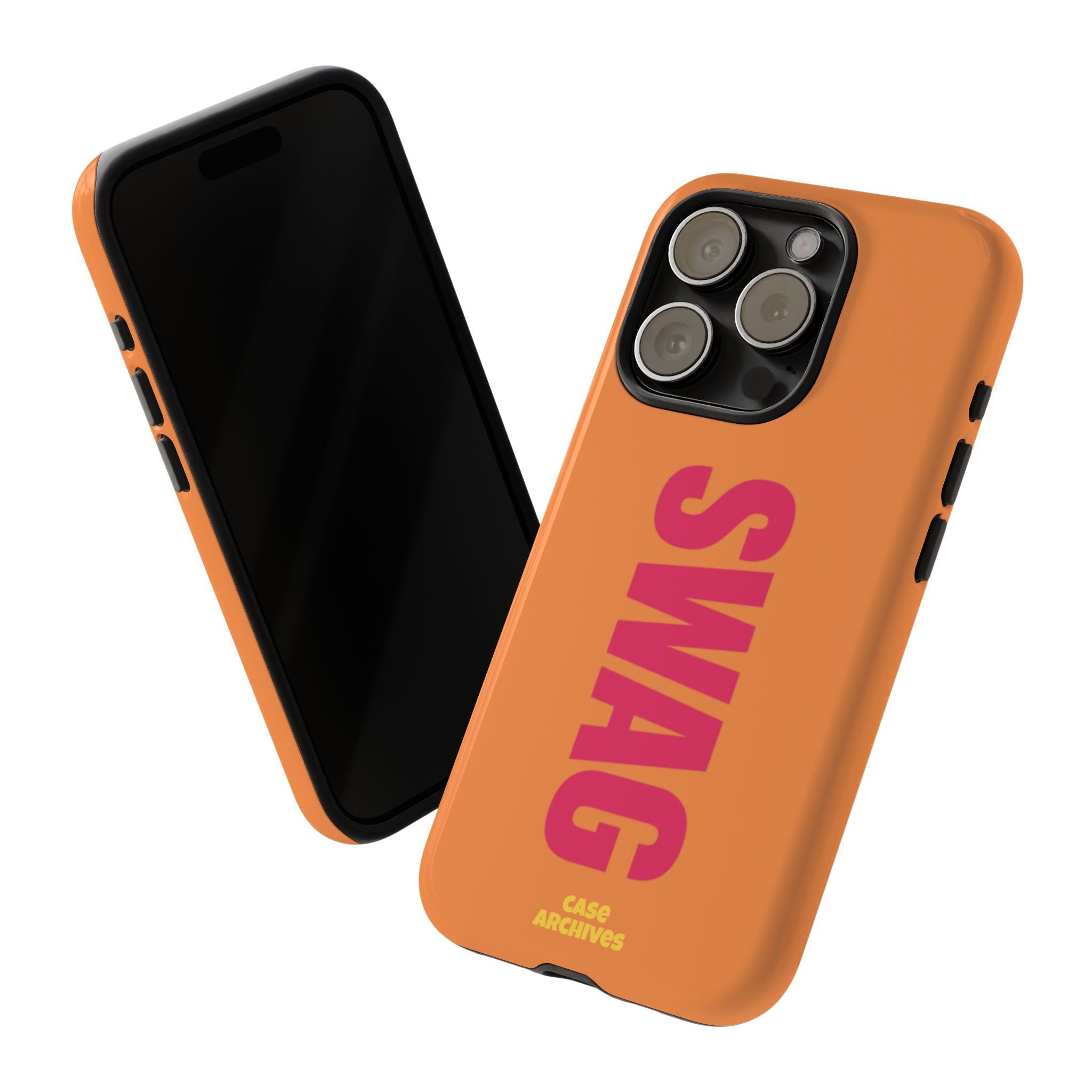 SWAG vertical text Tough Case | orange phone case, bold typography