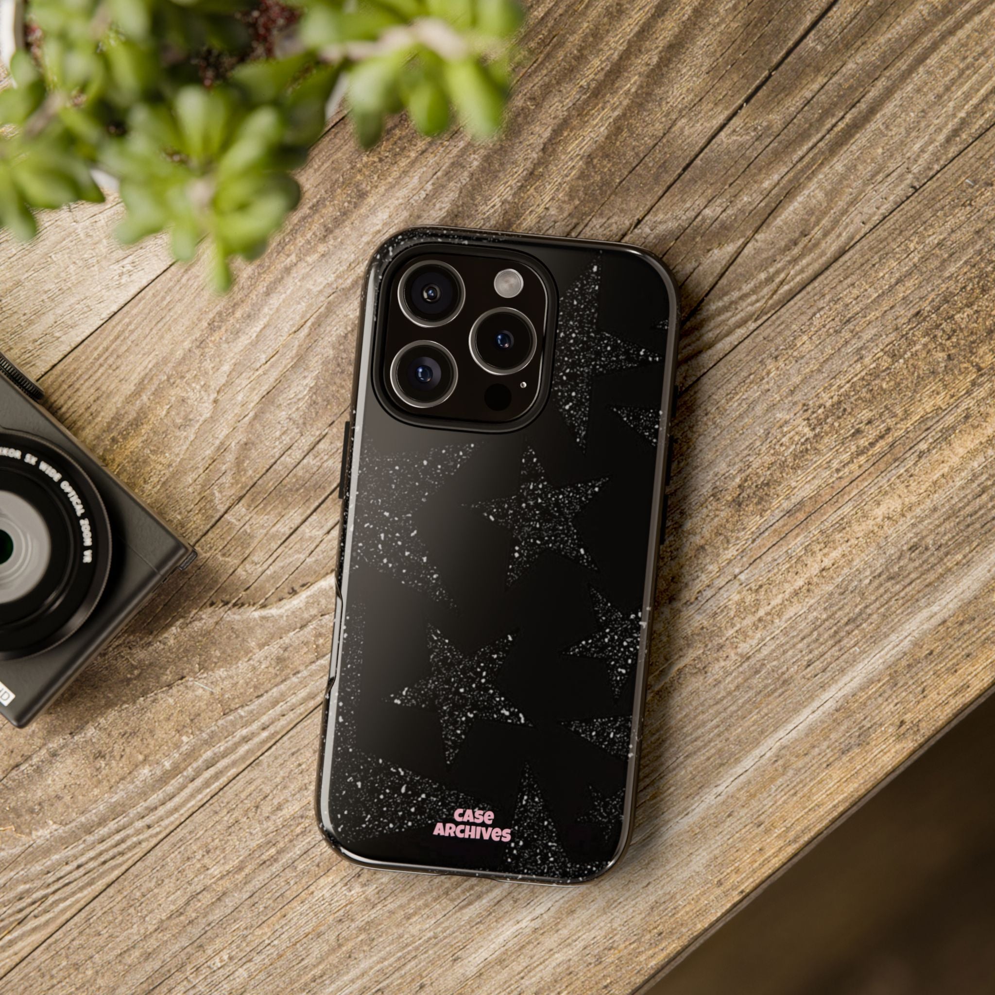 Glitter Star Tough Case — Black Sparkle Phone Protection