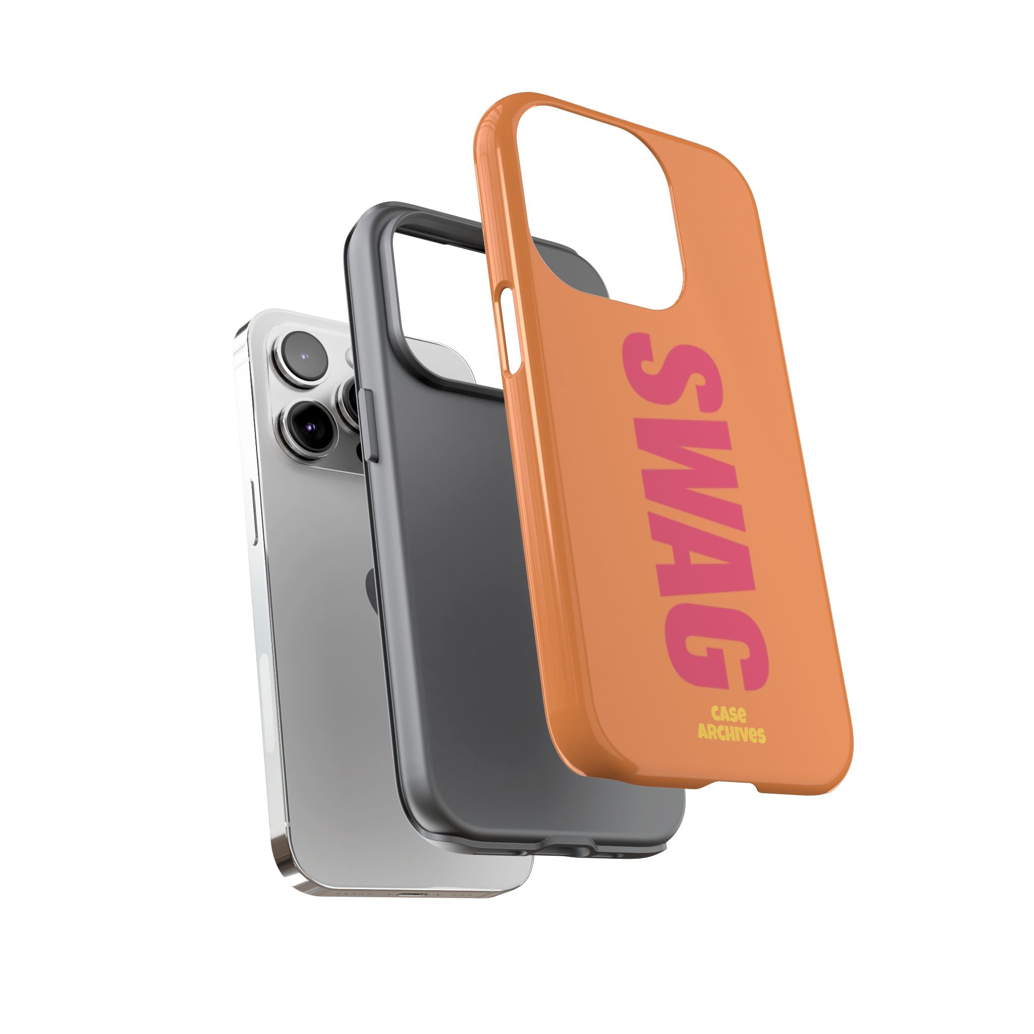 SWAG vertical text Tough Case | orange phone case, bold typography