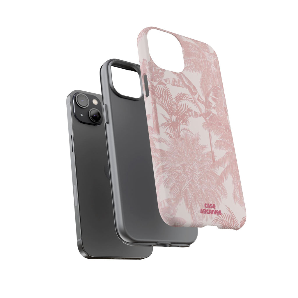 Pink Tropical Palm Tough Phone Case — Protective Floral iPhone Cover