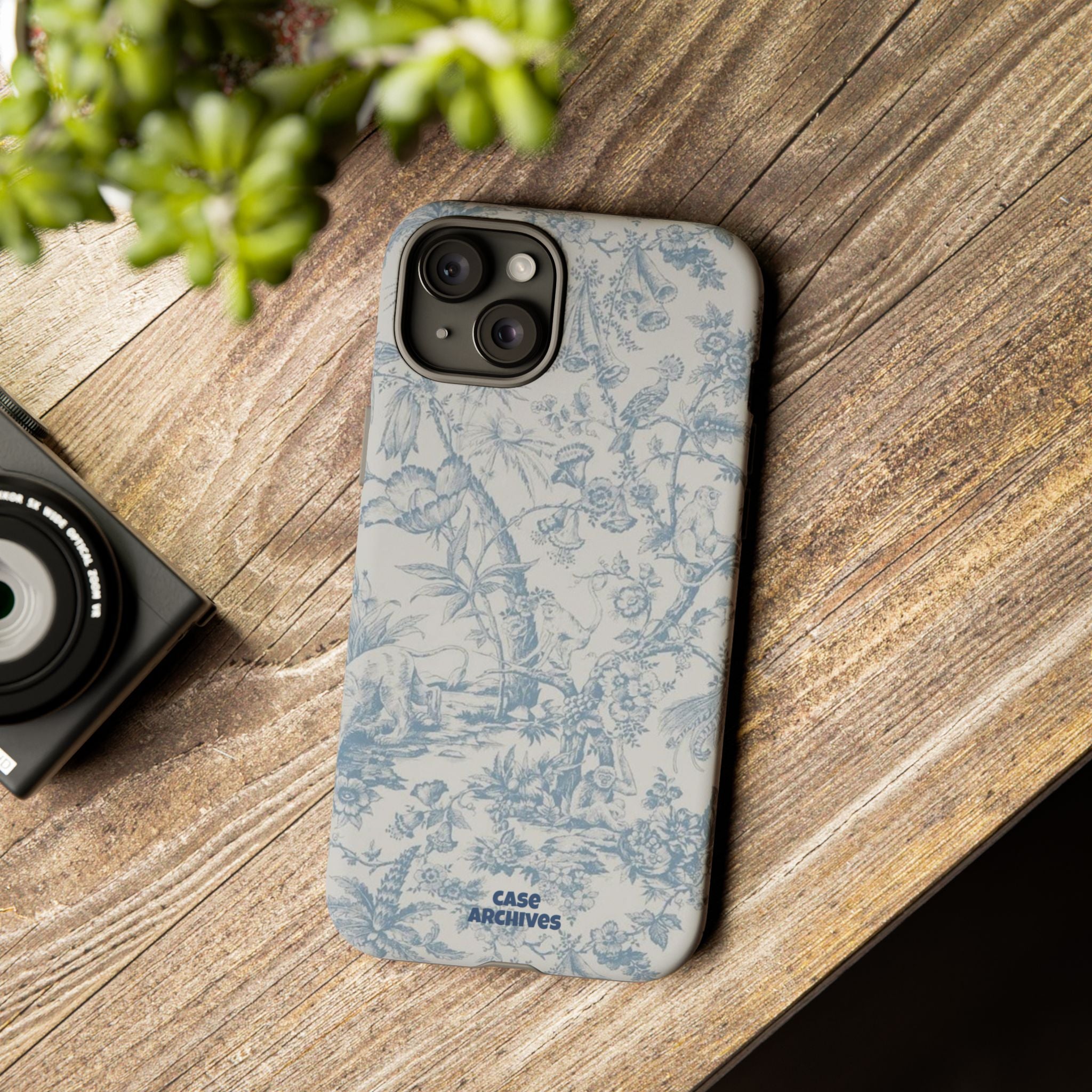 Toile Floral Tough Phone Case — Blue Vintage Botanical iPhone Protection