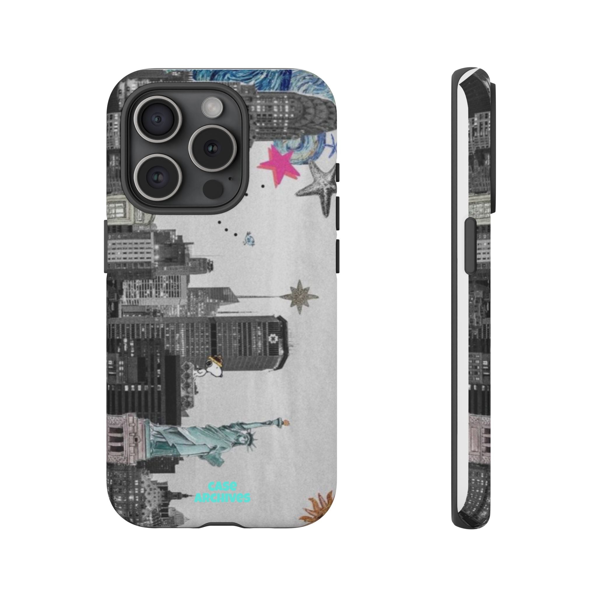 City Skyline Tough Phone Case – Statue of Liberty Urban Art Protective Cover