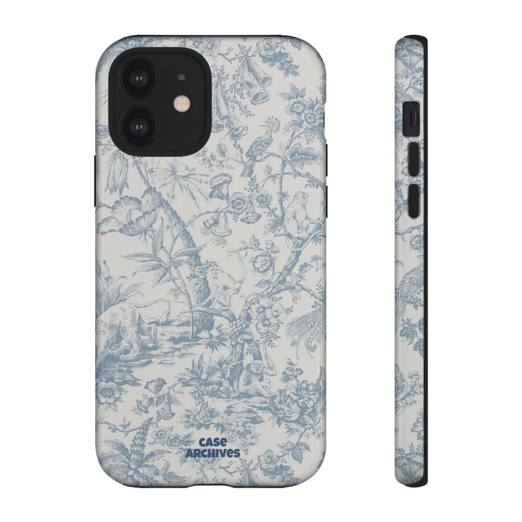Toile Floral Tough Phone Case — Blue Vintage Botanical iPhone Protection