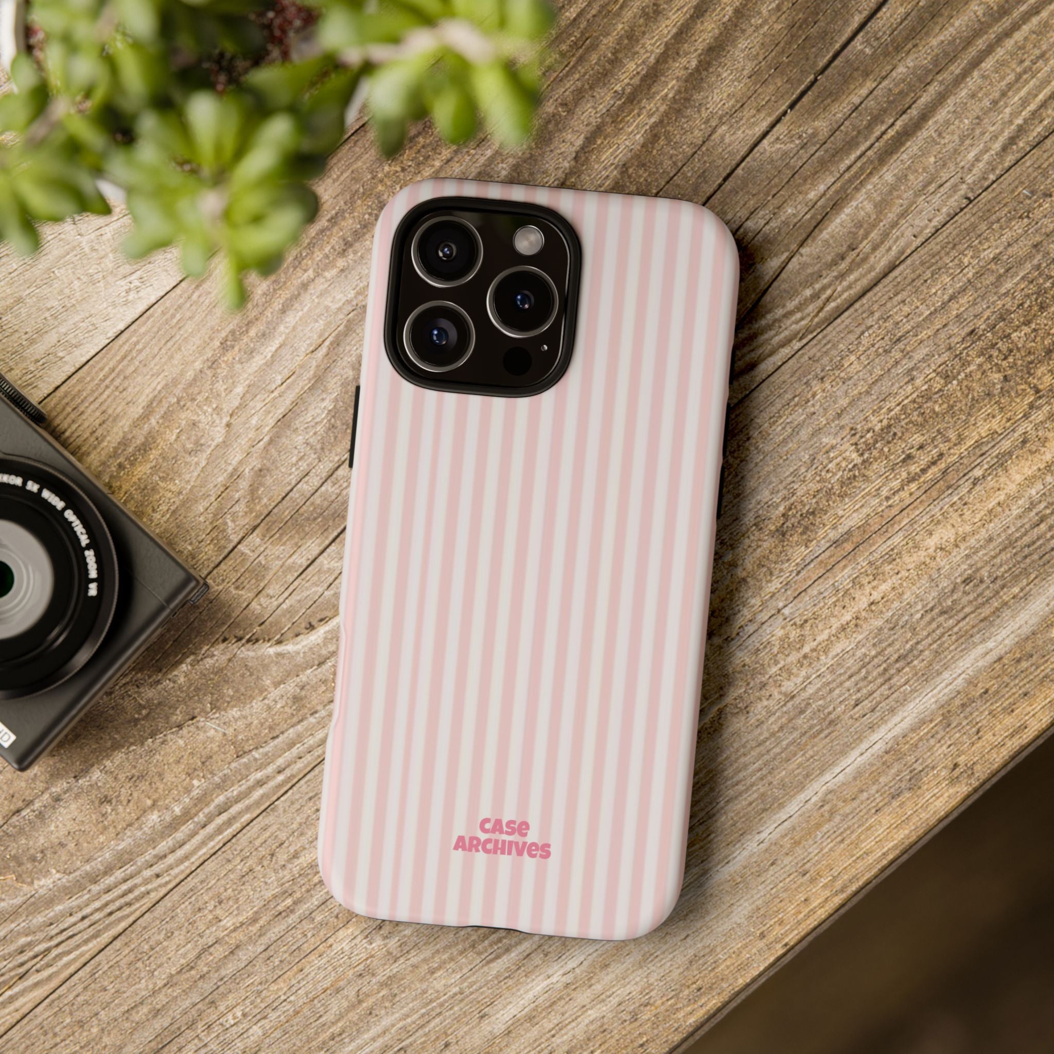 Pink Pastel Stripe Tough Phone Case — Protective iPhone Cover